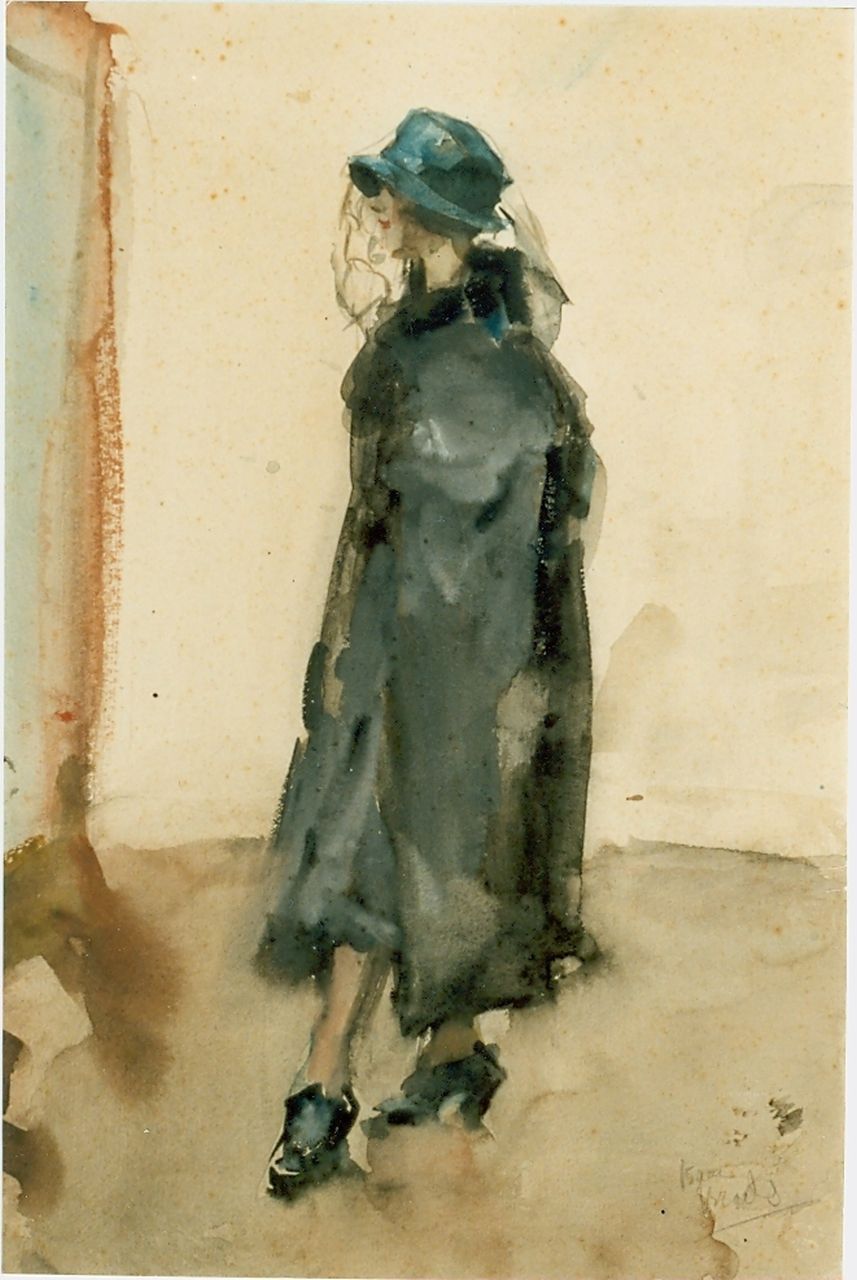 Israels I.L.  | 'Isaac' Lazarus Israels, An elegant lady, Aquarell auf Papier 26,0 x 37,5 cm, signed l.r.