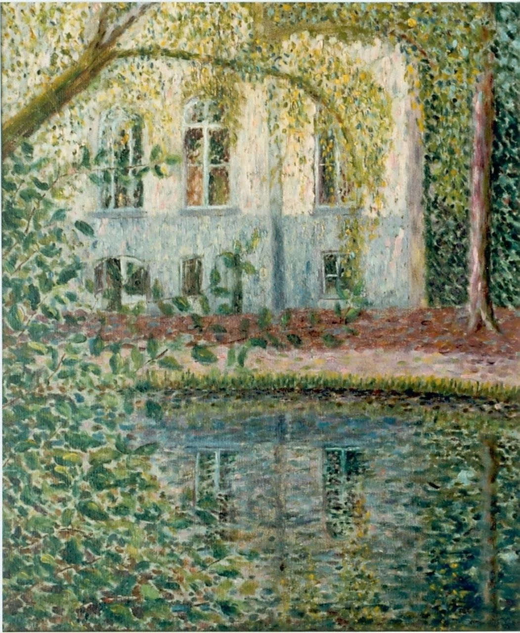 Niekerk M.J.  | 'Maurits' Joseph Niekerk, A view of a house, Öl auf Leinwand 46,0 x 38,0 cm