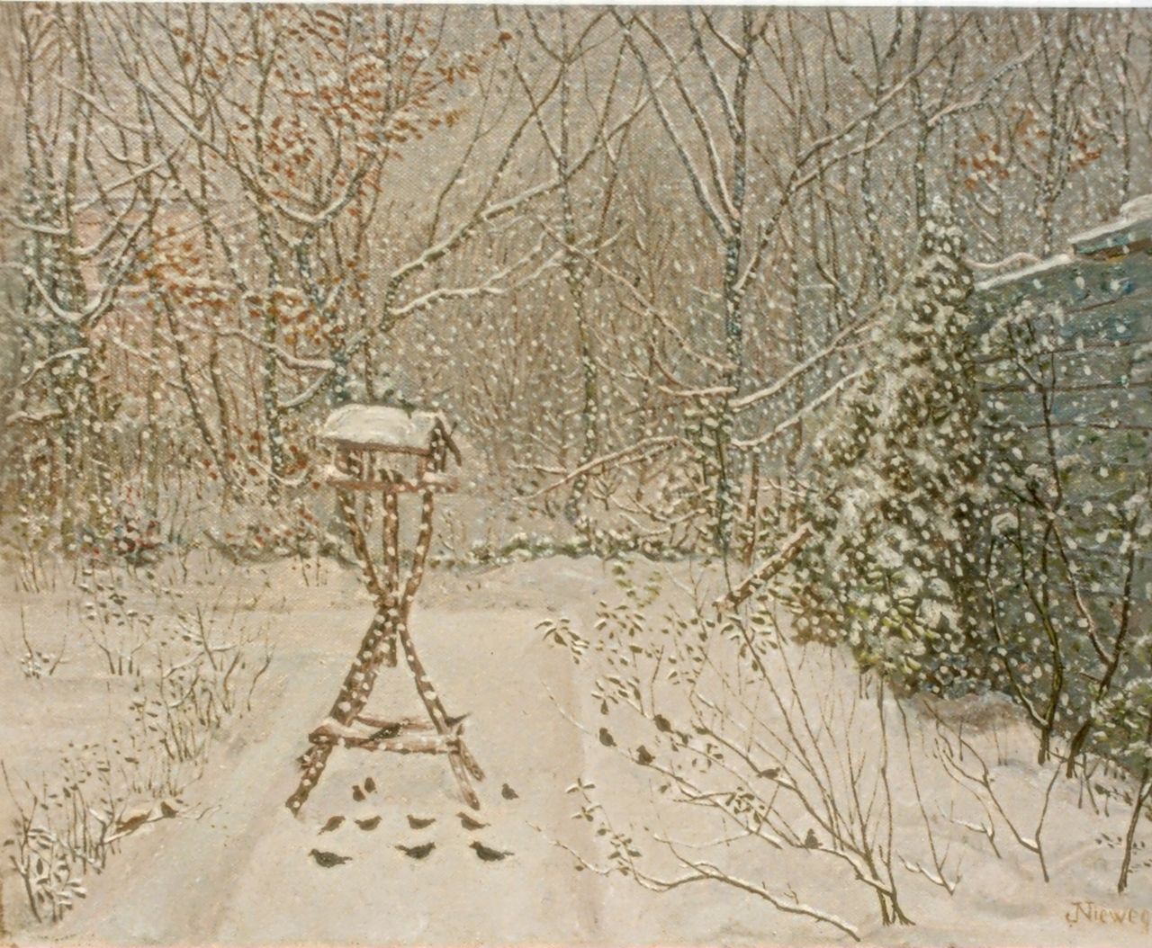 Nieweg J.  | Jakob Nieweg, A winter landscape, Öl auf Leinwand 40,2 x 50,5 cm, signed l.r. und dated '30