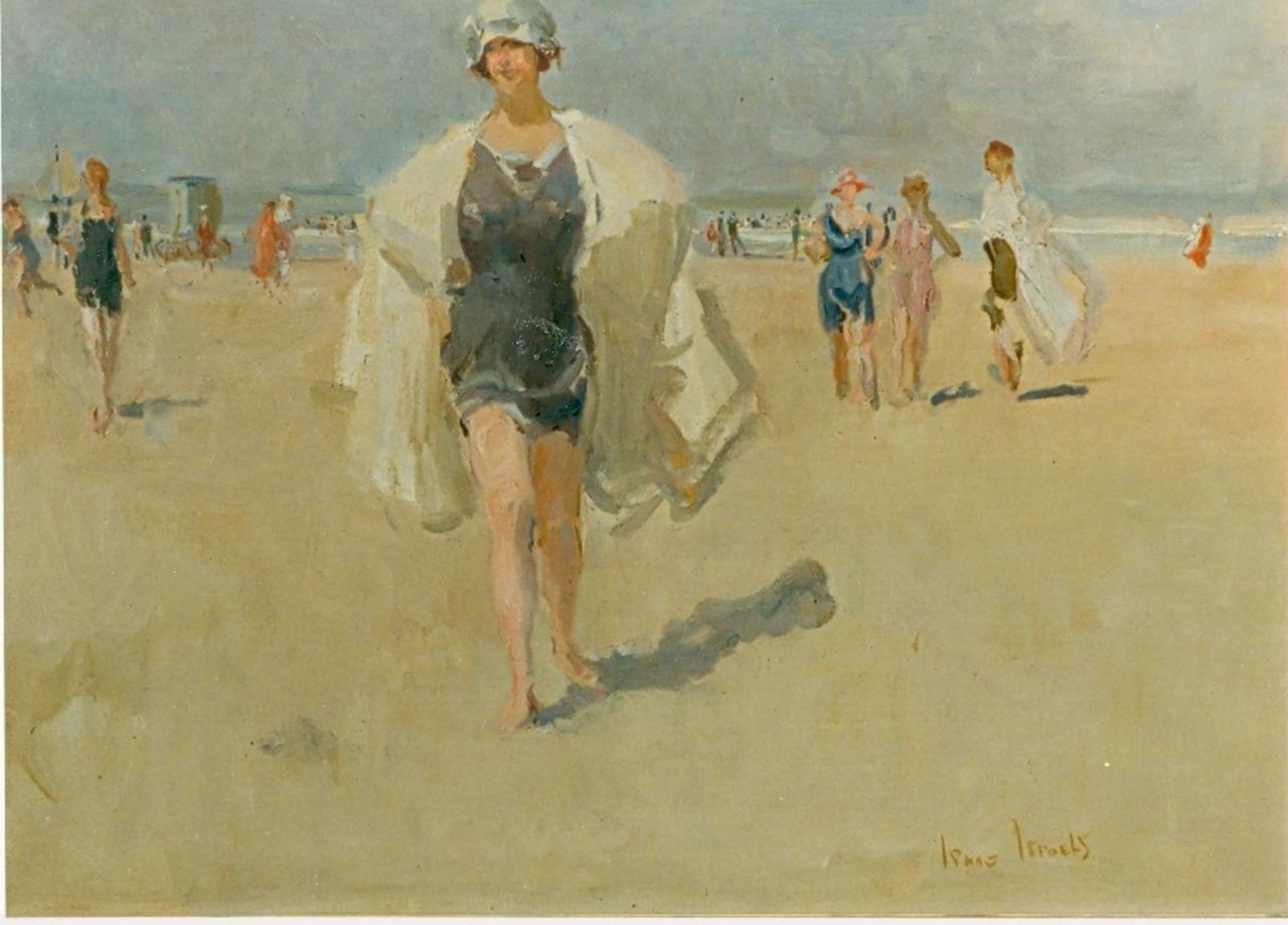 Israels I.L.  | 'Isaac' Lazarus Israels, Elegant lady on the beach, Öl auf Leinwand 60,0 x 80,0 cm, signed l.r.