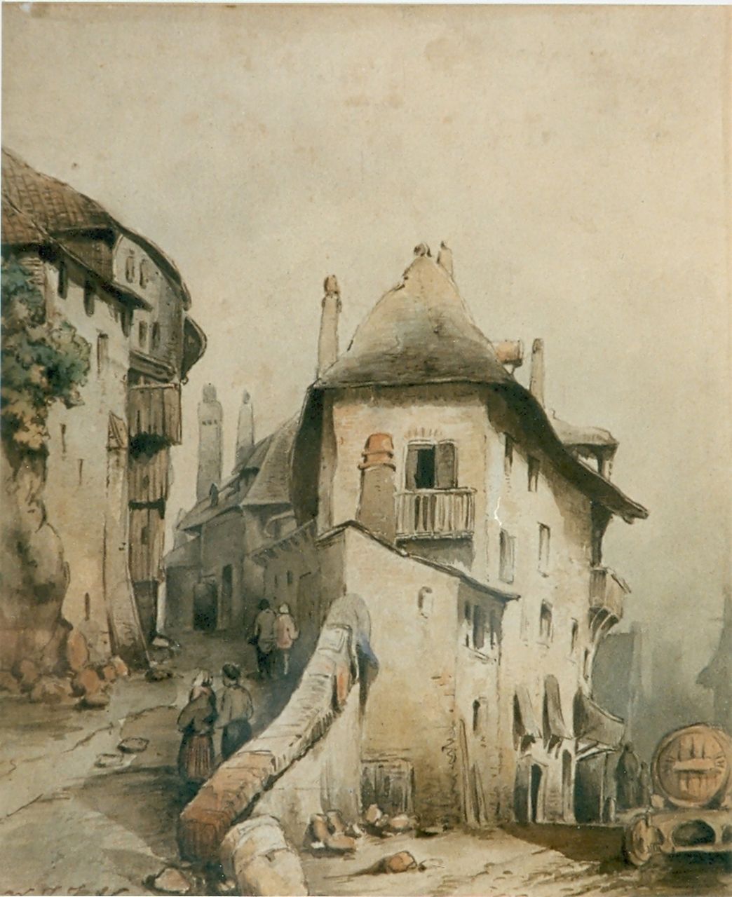 Nuijen W.J.J.  | Wijnandus Johannes Josephus 'Wijnand' Nuijen, Townscape, Aquarell auf Papier, signed l.l.