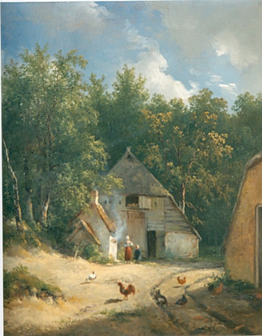 Nuijen W.J.J.  | Wijnandus Johannes Josephus 'Wijnand' Nuijen, A yard with chickens, Öl auf Leinwand