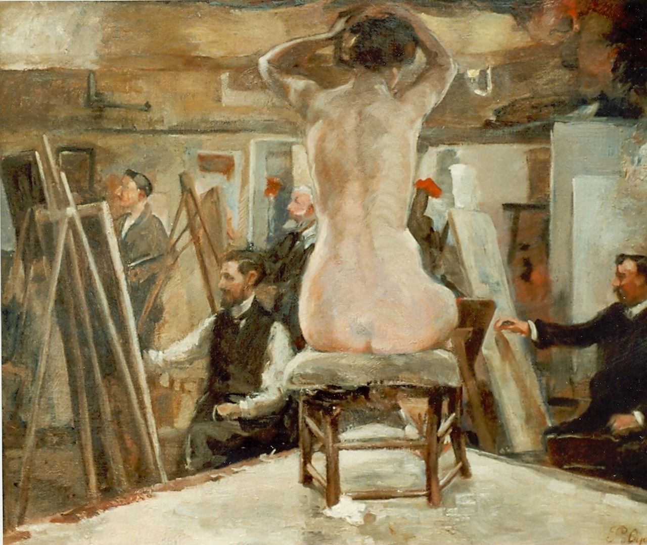 Oyens P.  | Pieter Oyens, A nude model, Öl auf Leinwand 61,3 x 75,6 cm, signed l.r.