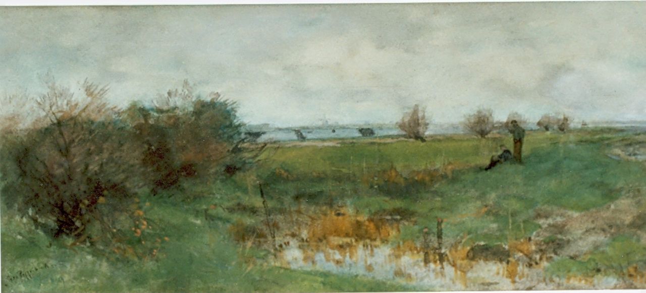 Poggenbeek G.J.H.  | George Jan Hendrik 'Geo' Poggenbeek, Polder landscape, Aquarell auf Papier 20,5 x 48,0 cm, signed l.l.