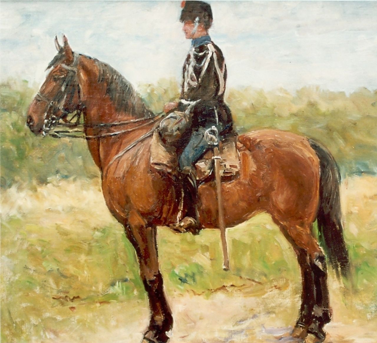 Hoynck van Papendrecht J.  | Jan Hoynck van Papendrecht, Cavalryman, Öl auf Leinwand auf Holz 34,6 x 40,0 cm