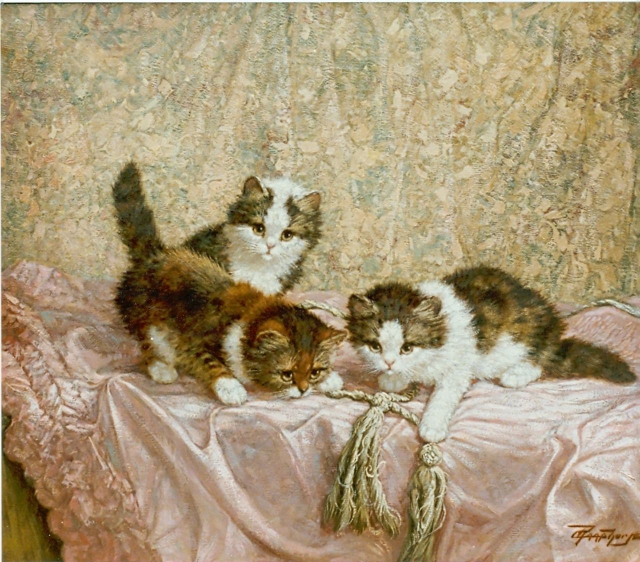 Raaphorst C.  | Cornelis Raaphorst, Three kittens, Öl auf Leinwand 50,4 x 60,5 cm, signed l.r.