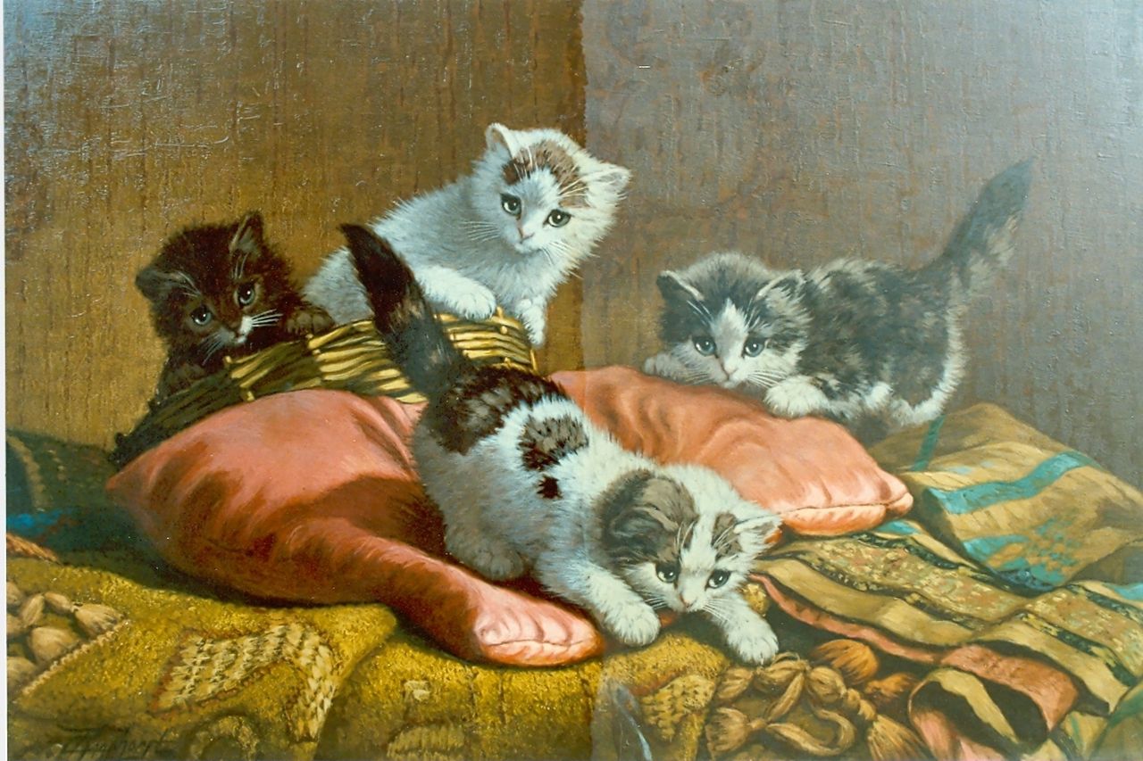 Raaphorst C.  | Cornelis Raaphorst, Kittens, Öl auf Leinwand 40,0 x 60,0 cm, signed l.l.