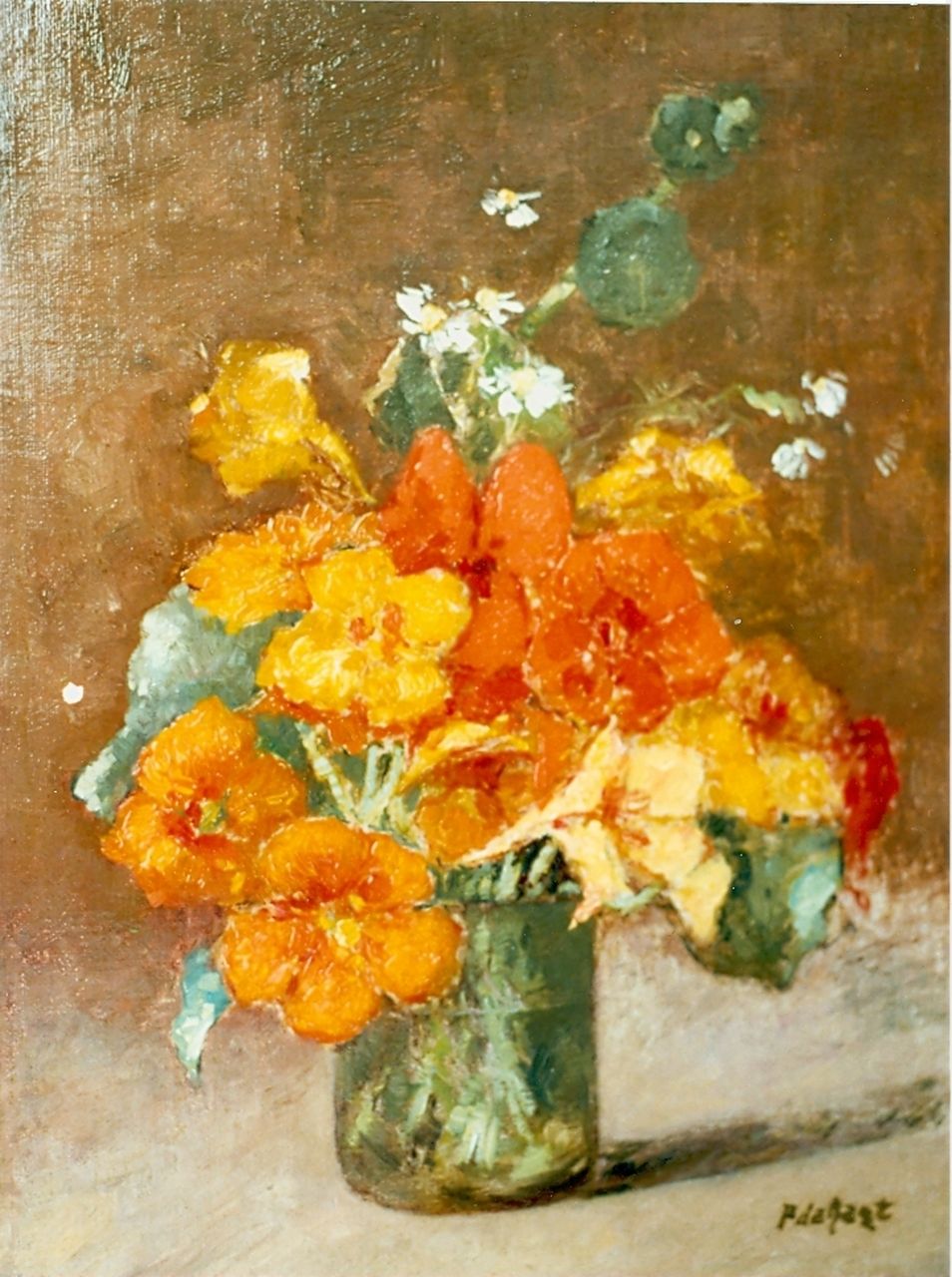 Regt P. de | Pieter 'Piet' de Regt, Flower still life, Öl auf Leinwand auf Holz 35,5 x 26,5 cm, signed l.r.