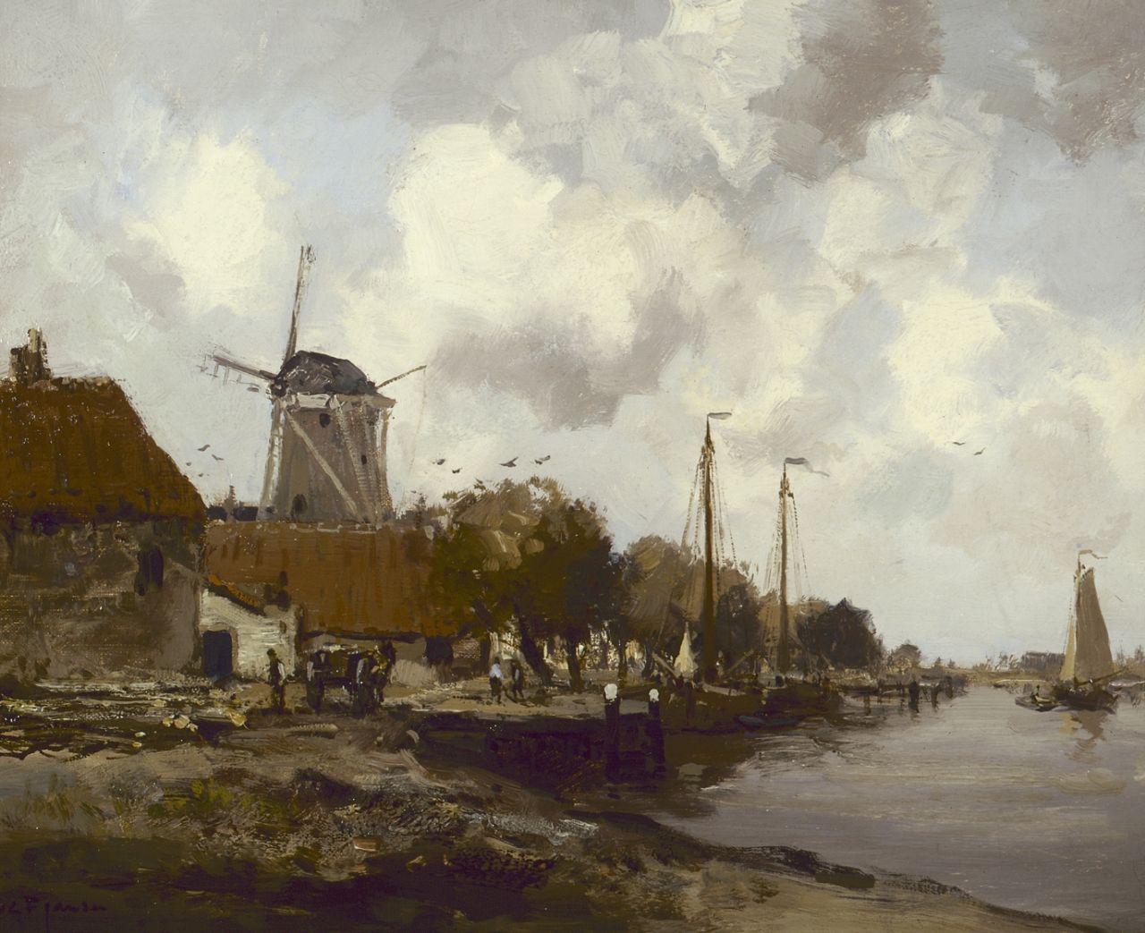 Jansen W.G.F.  | 'Willem' George Frederik Jansen, Village along the 'Zuiderzee', Öl auf Leinwand 41,0 x 51,0 cm, signed l.l.