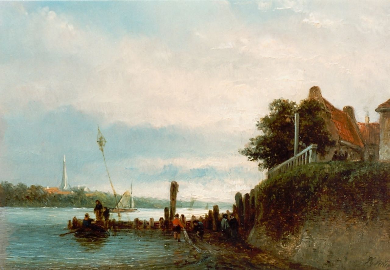 Vertin P.G.  | Petrus Gerardus Vertin, A river landscape, Öl auf Holz 15,0 x 22,0 cm