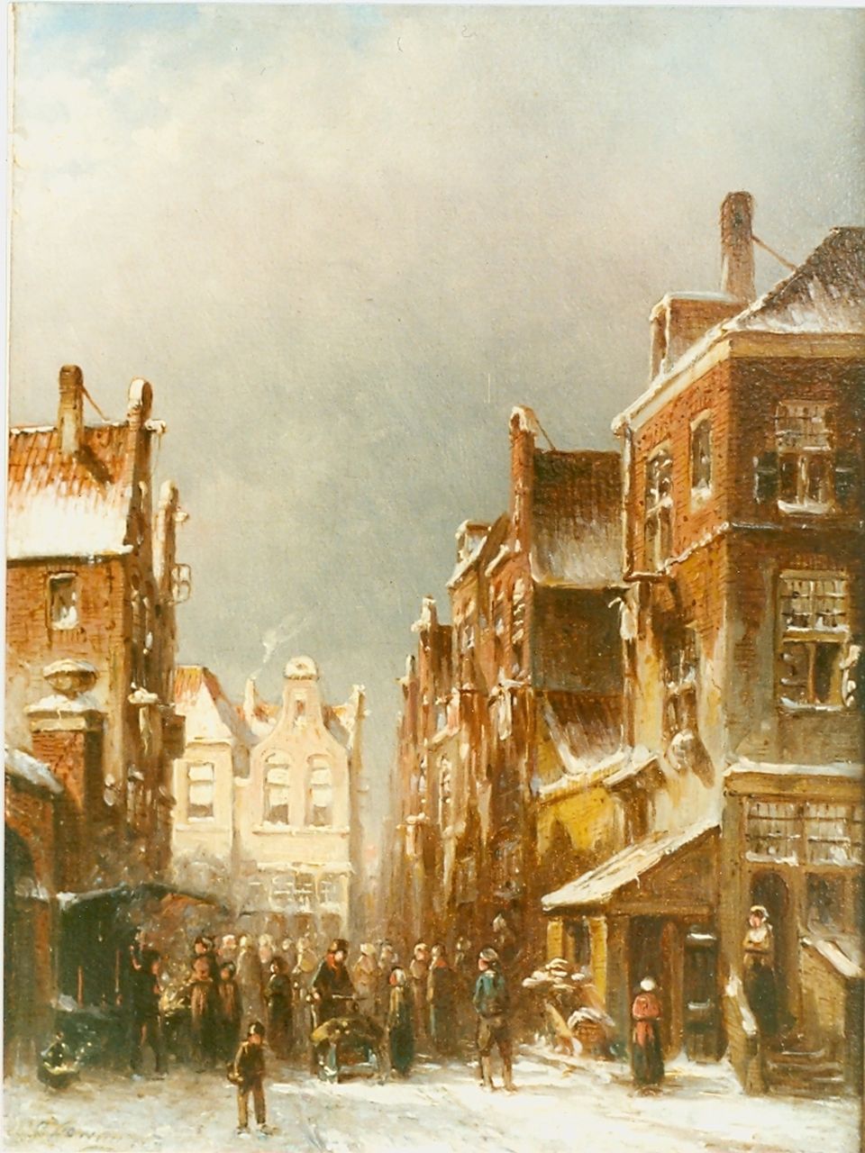 Vertin P.G.  | Petrus Gerardus Vertin, A town in winter, Öl auf Holz 24,6 x 18,4 cm, signed l.l.