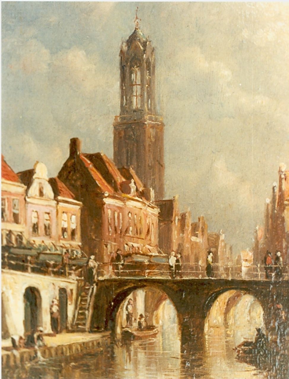 Vertin P.G.  | Petrus Gerardus Vertin, A view of a Dutch town, Öl auf Holz 13,0 x 10,1 cm, signed l.l.