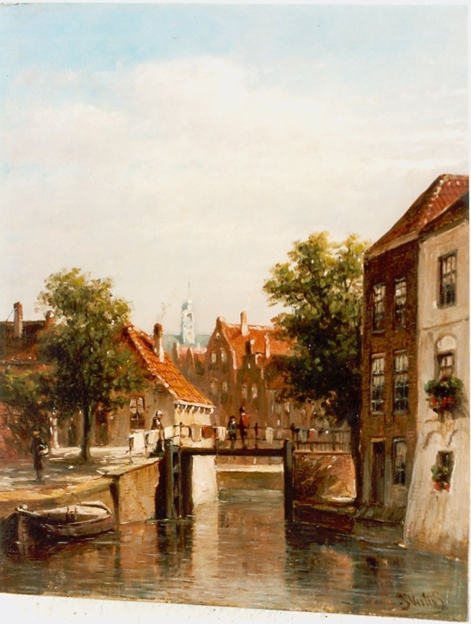 Vertin P.G.  | Petrus Gerardus Vertin, A canal in summer, Öl auf Holz 23,3 x 18,7 cm, signed l.r.