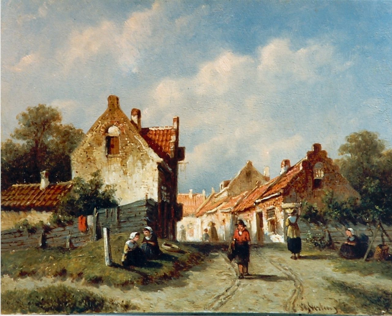 Vertin P.G.  | Petrus Gerardus Vertin, A sunlit town, Öl auf Holz 14,9 x 19,0 cm, signed l.r.