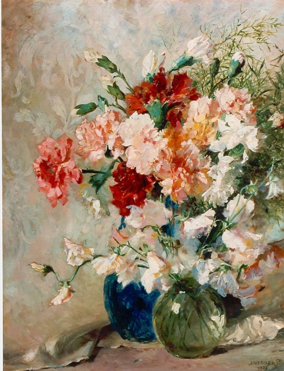 Visser jr. J.  | Jan Visser jr., A colourful bouquet, Öl auf Holzfaser 50,3 x 40,1 cm, signed l.r. und dated 1929