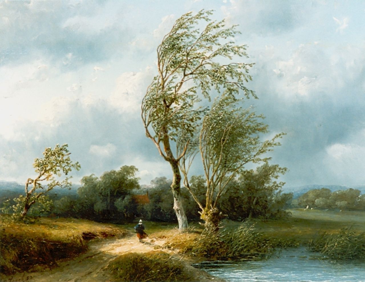 Vogel J.G.  | Johannes Gijsbert Vogel, Stormy weather, Öl auf Holz 32,0 x 41,7 cm, signed l.l.