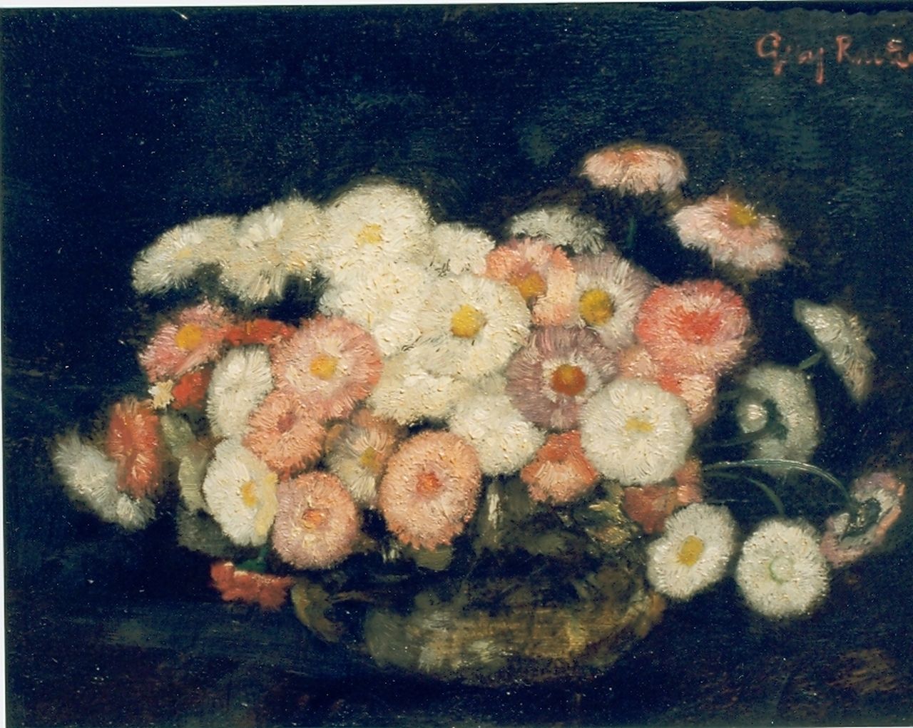 Rueter W.C.G.  | Wilhelm Christian 'Georg' Rueter, Flower still life, Öl auf Leinwand 19,5 x 25,2 cm, signed u.l.