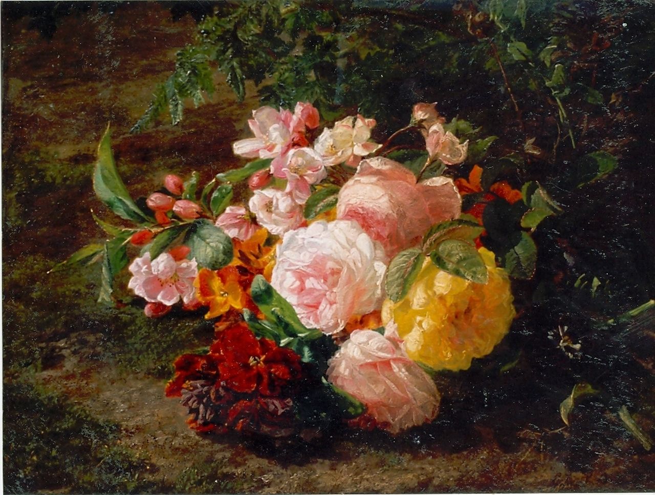 Sande Bakhuyzen G.J. van de | 'Gerardine' Jacoba van de Sande Bakhuyzen, Bouquet of roses, Öl auf Holz 30,5 x 41,3 cm, signed l.r.