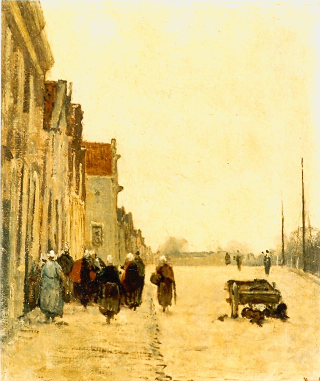 Sadée P.L.J.F.  | Philip Lodewijk Jacob Frederik Sadée, Women in a street, Öl auf Leinwand auf Holz 33,3 x 28,1 cm, signed l.r.