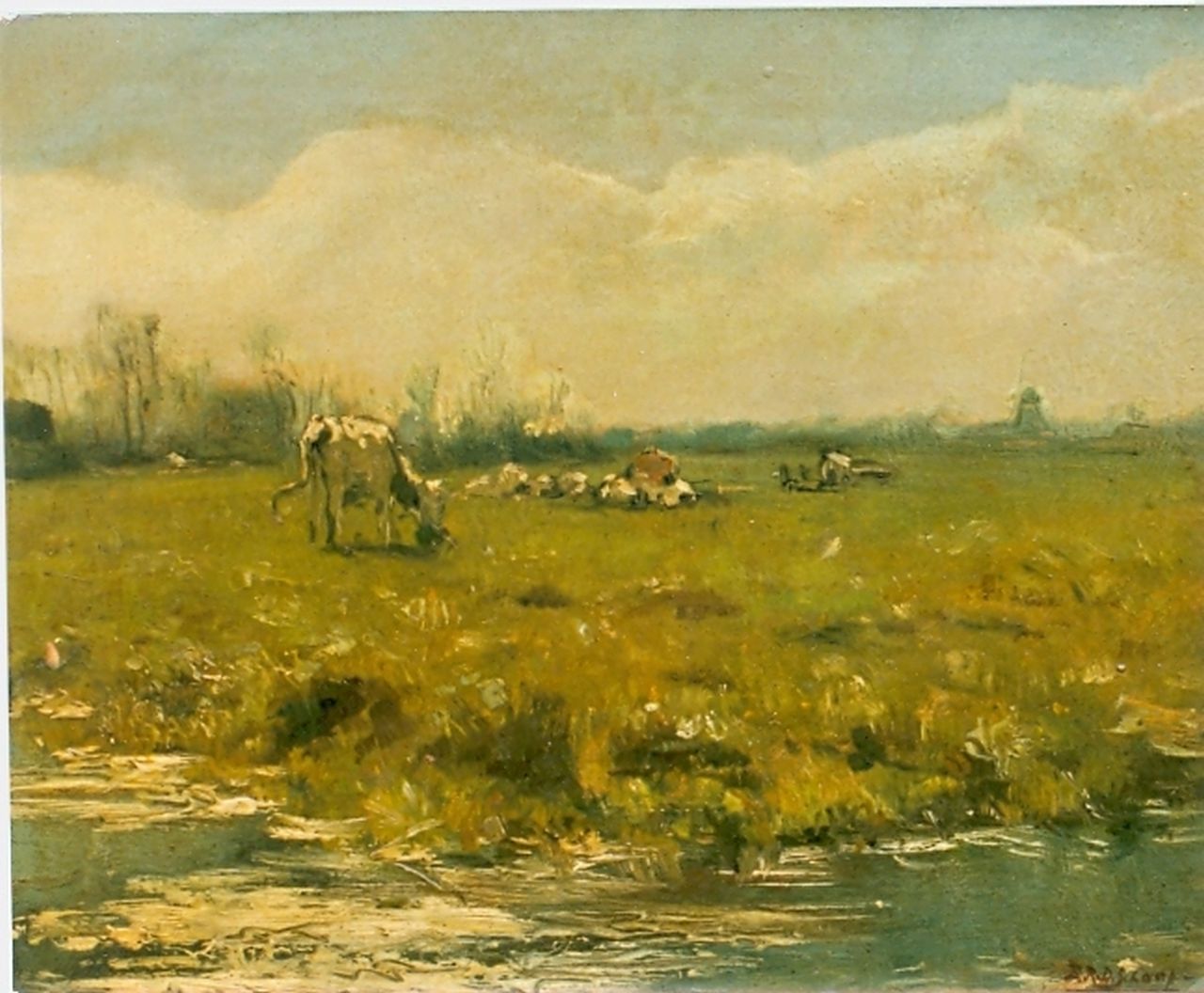 Schaap H.  | Hendrik Schaap, Cows in a meadow, Öl auf Malereifaser 24,4 x 29,3 cm, signed l.r.