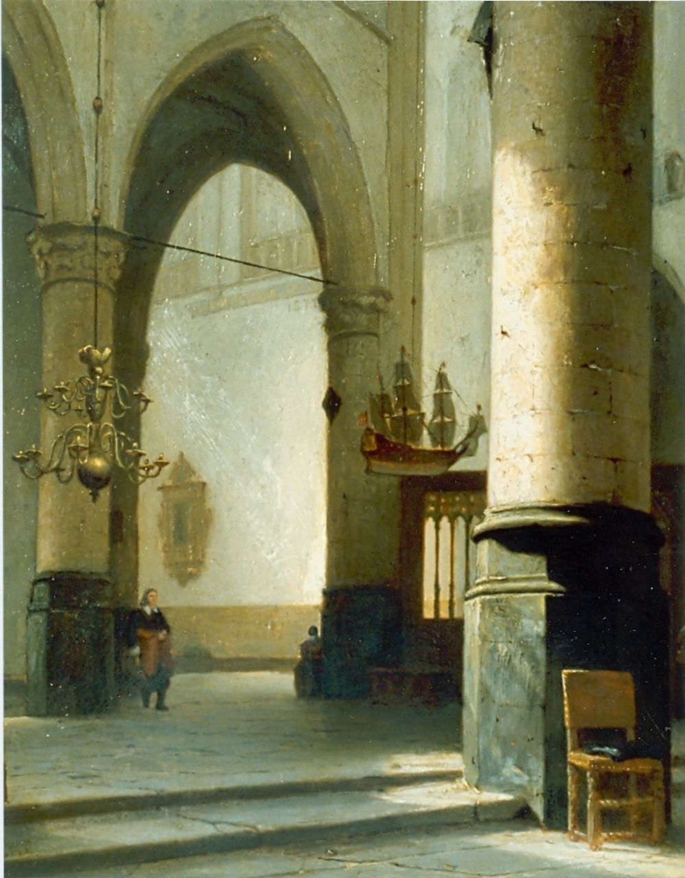 Schenkel J.J.  | Jan Jacob Schenkel, Church interior, Öl auf Holz 45,7 x 36,8 cm, signed l.l.