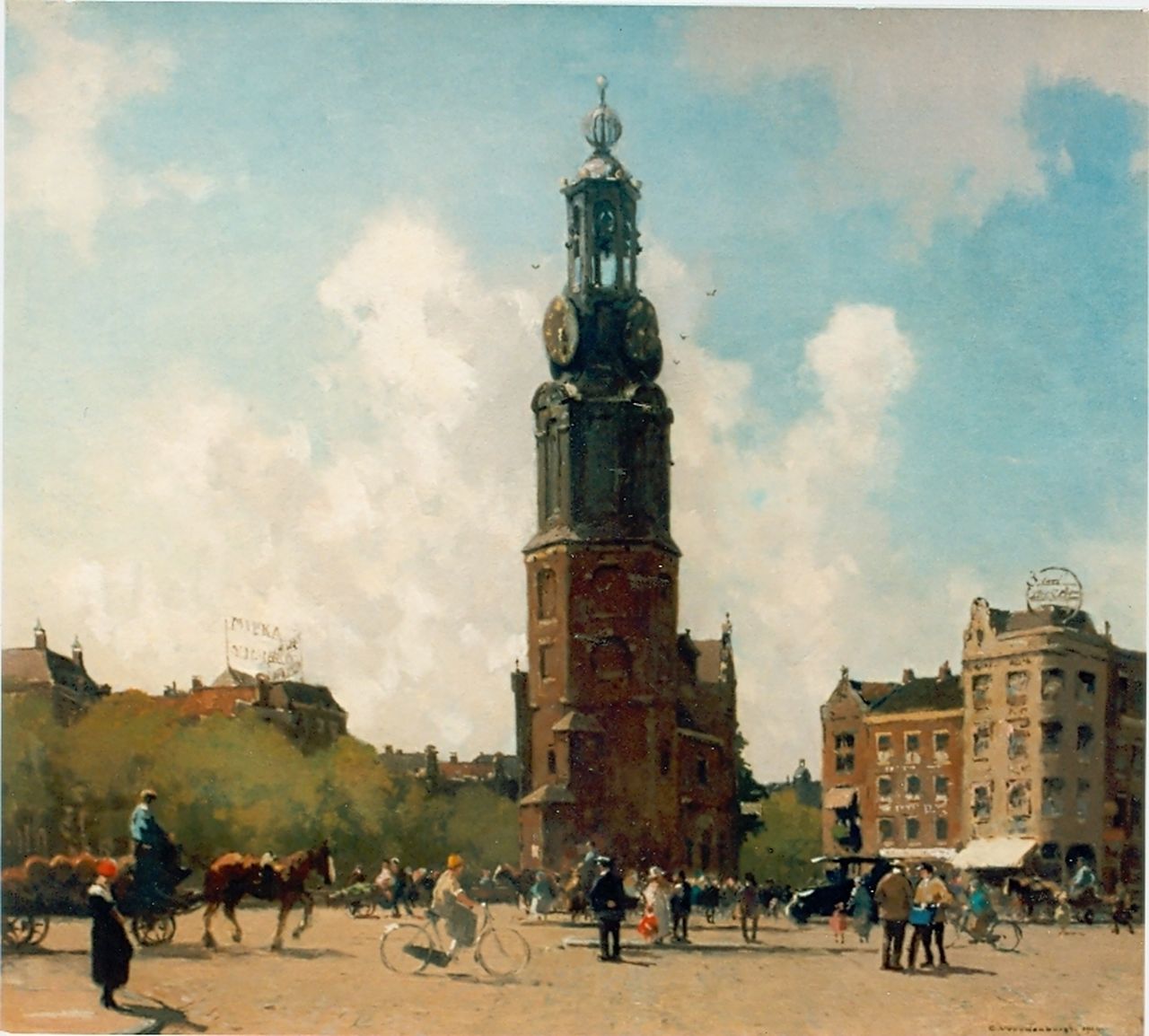 Vreedenburgh C.  | Cornelis Vreedenburgh, The 'Munttoren', Amsterdam, Öl auf Leinwand 53,0 x 59,0 cm, signed l.r. und dated 1924