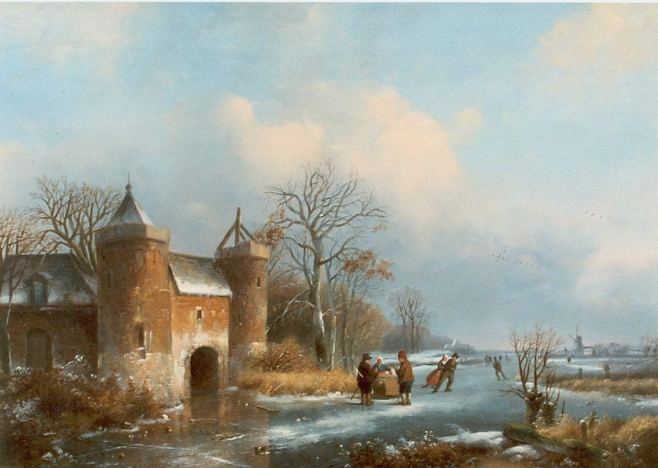 Velzen J.P. van | Johannes Petrus van Velzen, Ice sports, Öl auf Holz 33,0 x 45,0 cm, signed l.l.