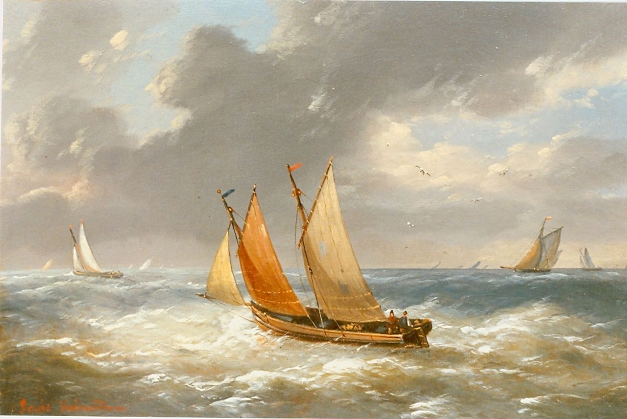 Verboeckhoven C.L.  | Charles Louis Verboeckhoven, Sea view, Öl auf Holz 12,0 x 17,3 cm, signed l.l.