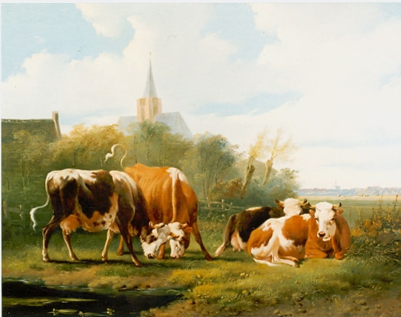 Verhoesen A.  | Albertus Verhoesen, Cattle in a landscape, Öl auf Holz 26,0 x 34,5 cm, signed l.r.