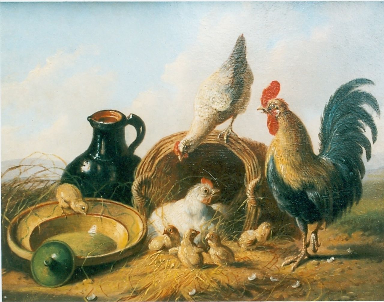 Verhoesen A.  | Albertus Verhoesen, Poultry, Öl auf Holz 15,0 x 19,0 cm, signed l.l.