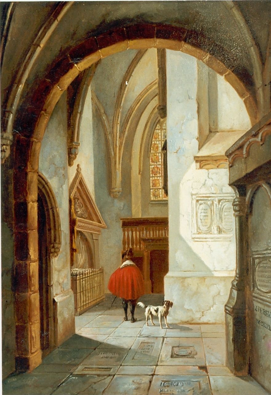Verhoesen A.  | Albertus Verhoesen, Church interior, Öl auf Holz 33,8 x 26,0 cm, signed l.r. und dated 1859