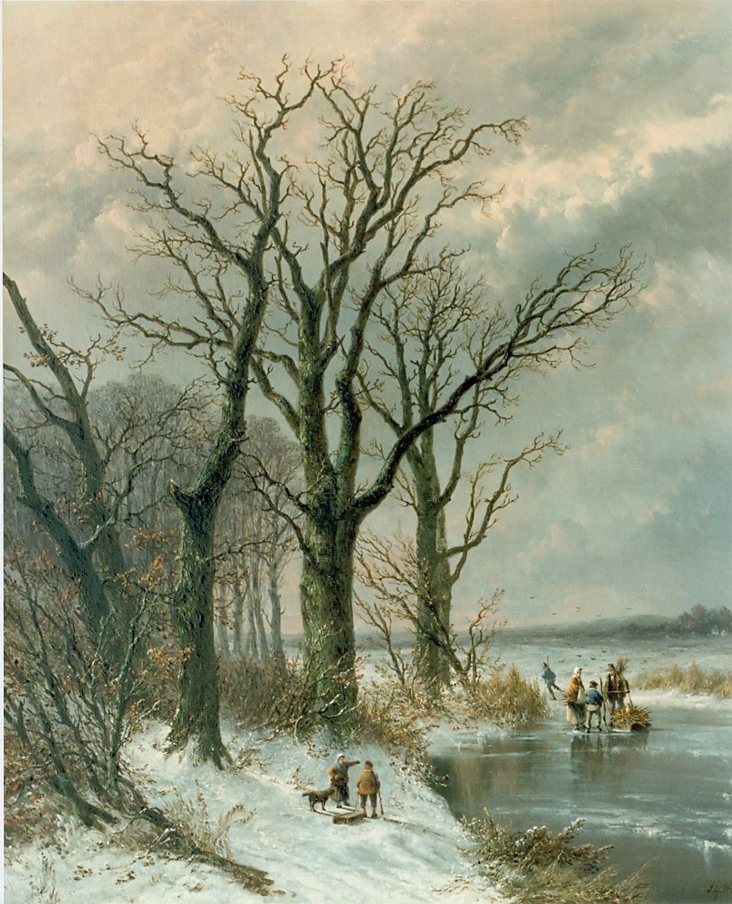 Hans J.G.  | Josephus Gerardus Hans, A winter landscape, Öl auf Leinwand 63,0 x 52,0 cm, signed l.r.