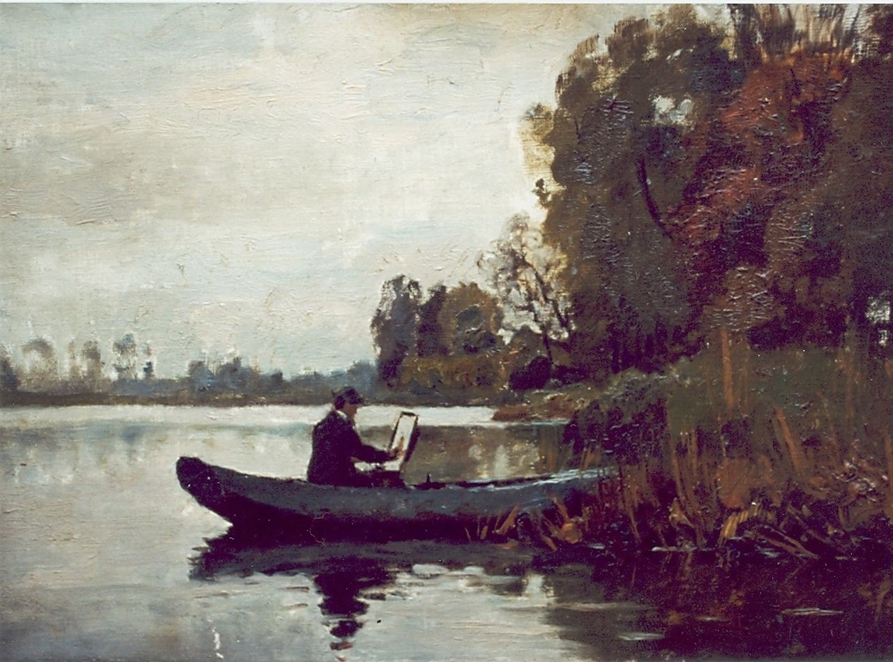 Schiedges P.P.  | Petrus Paulus Schiedges, Painting 'en plein air', Öl auf Leinwand 32,2 x 46,2 cm, signed l.r.