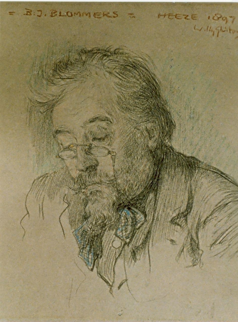 Sluiter J.W.  | Jan Willem 'Willy' Sluiter, Portrait of B. J. Blommers, Bleistift und Kreide auf Papier 24,0 x 19,0 cm, signed u.r. und dated 1897