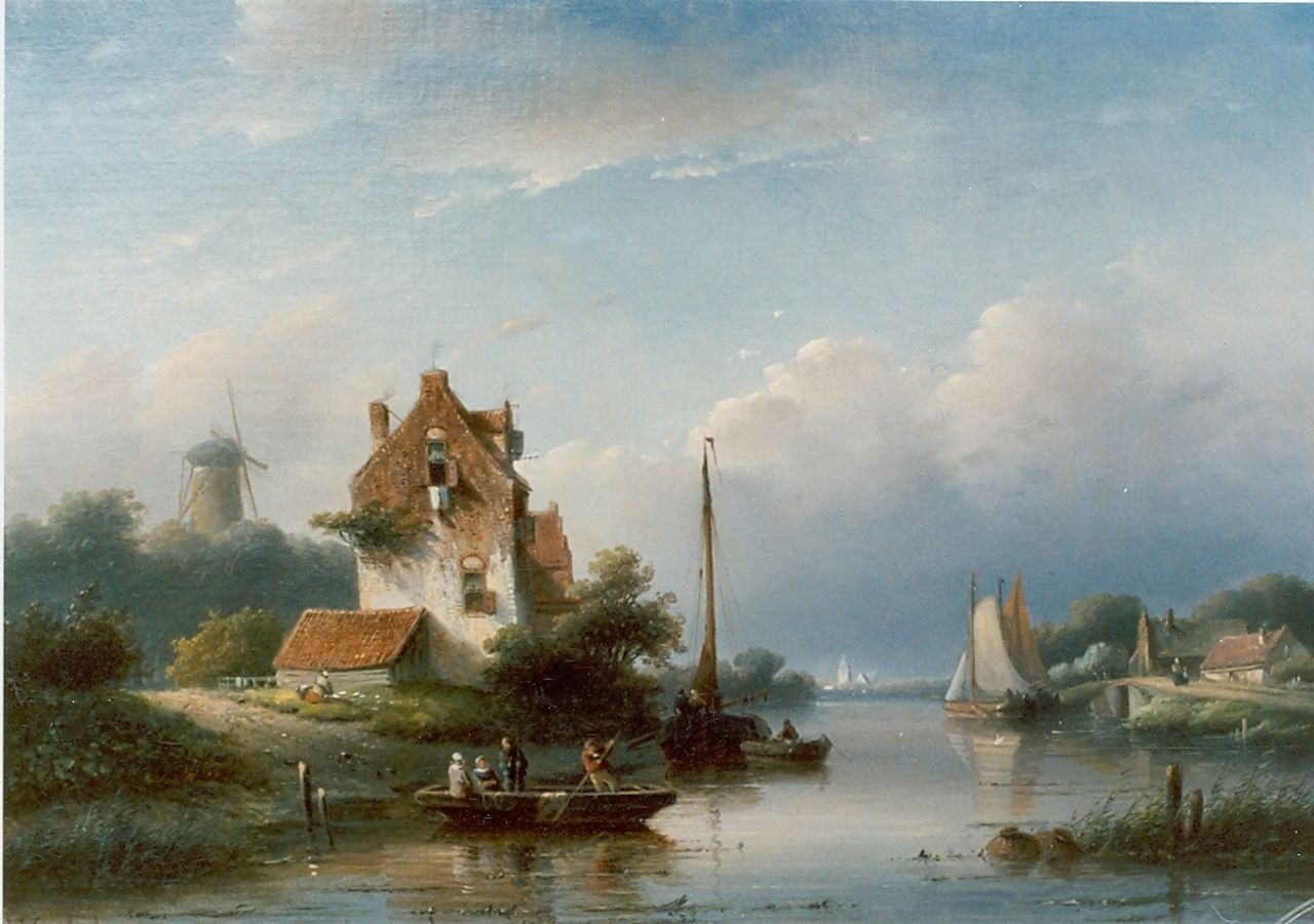 Spohler J.J.  | Jan Jacob Spohler, A river landscape in summer, Öl auf Leinwand 36,7 x 54,0 cm, signed l.l.