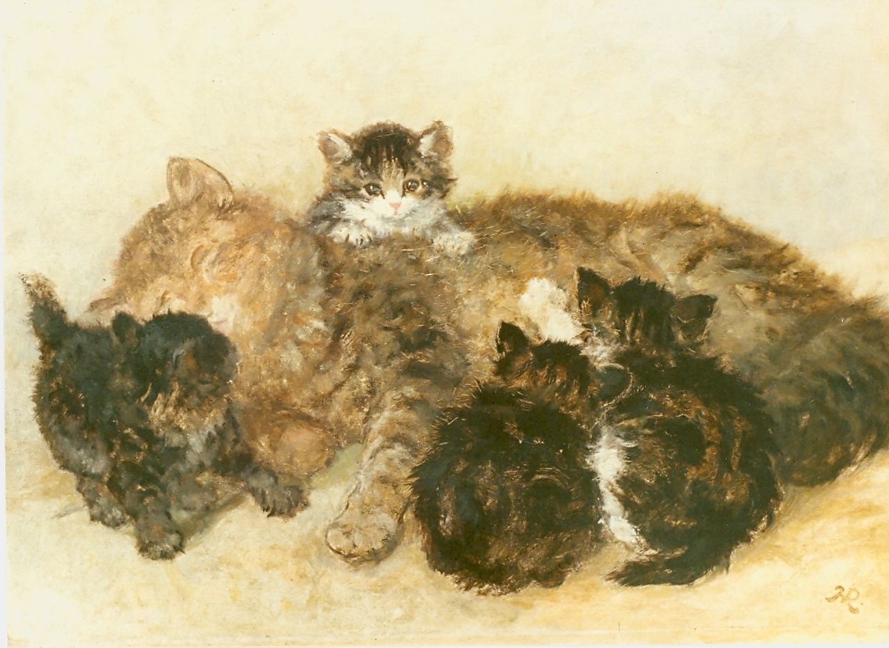 Ronner-Knip H.  | Henriette Ronner-Knip, Mother's proud, Öl auf Holz 34,9 x 46,1 cm, signed l.r. with monogram