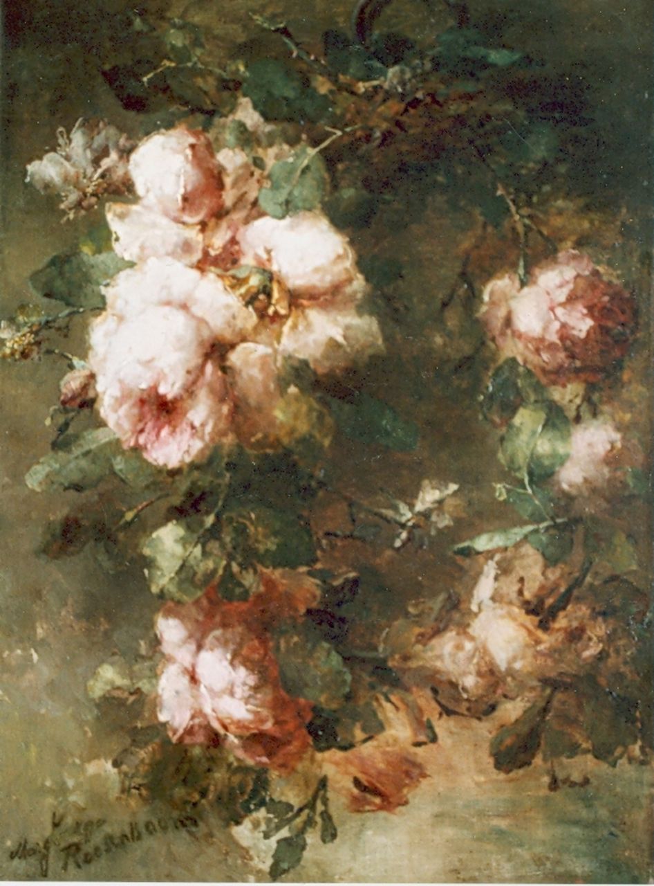 Roosenboom M.C.J.W.H.  | 'Margaretha' Cornelia Johanna Wilhelmina Henriëtta Roosenboom, Pink roses, Öl auf Leinwand 68,0 x 48,5 cm, signed l.l. und dated '90