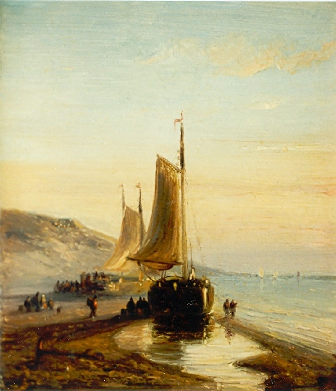 Roosenboom N.J.  | Nicolaas Johannes Roosenboom, Beached boats, Scheveningen, Öl auf Holz 11,0 x 9,0 cm, signed on the reverse