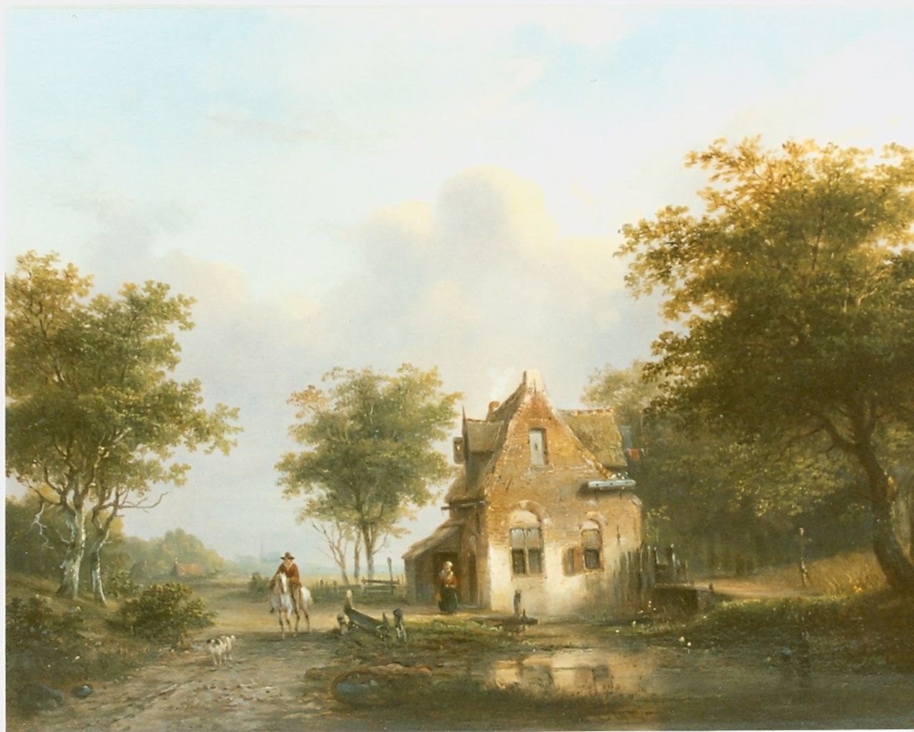 Stok J. van der | Jacobus van der Stok, A wooded landscape in summer, Öl auf Holz 31,0 x 40,5 cm, signed m.o.