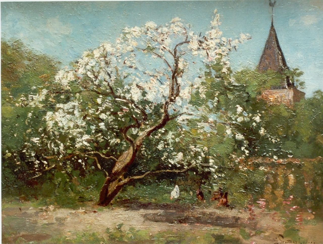 Stutterheim L.P.  | Lodewijk Philippus 'Louis' Stutterheim, An orchard in spring, Öl auf Leinwand 30,0 x 40,0 cm, signed l.r.