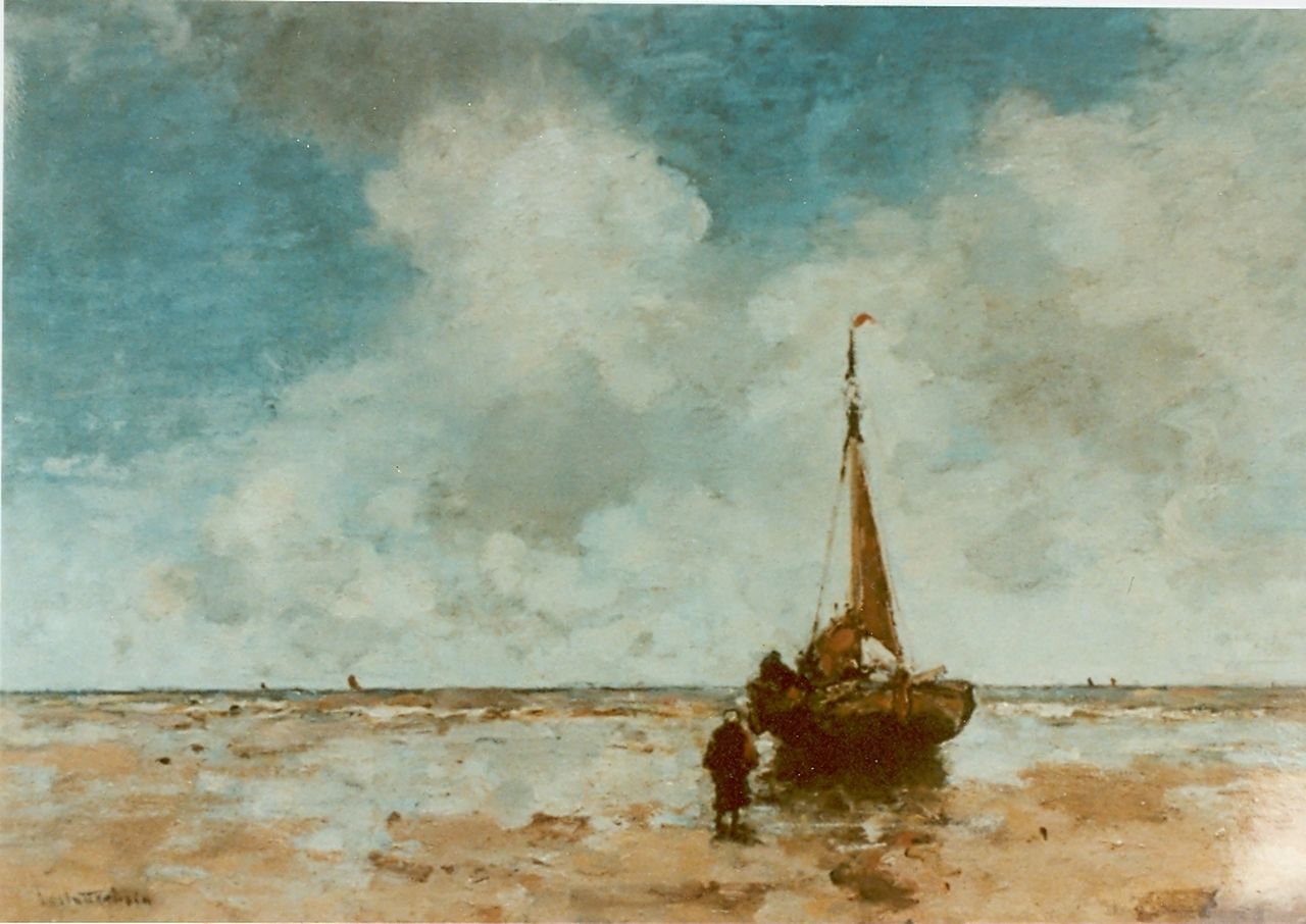 Stutterheim L.P.  | Lodewijk Philippus 'Louis' Stutterheim, Fishing boat on the beach, Öl auf Holz 48,0 x 70,0 cm, signed l.l.
