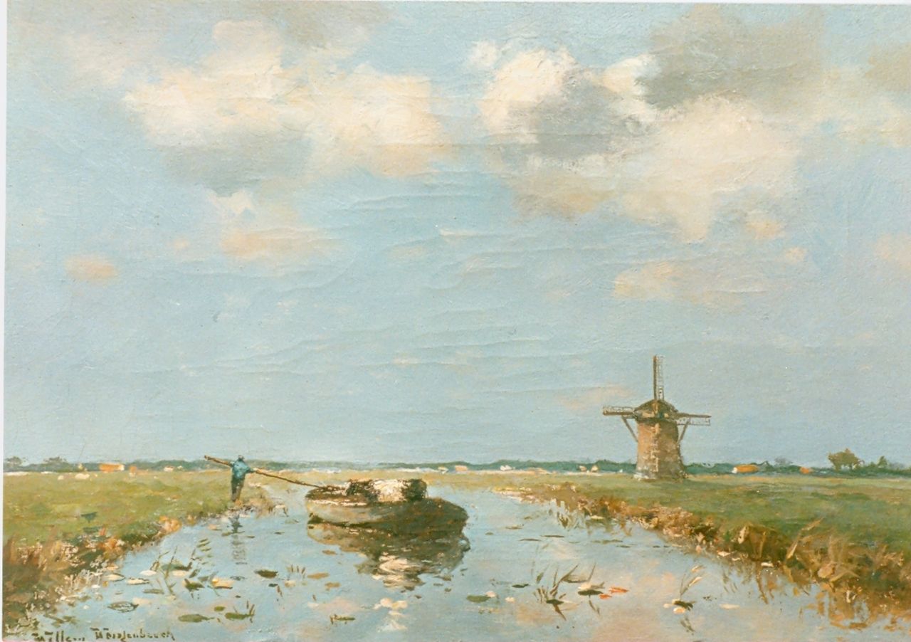 Weissenbruch W.J.  | 'Willem' Johannes Weissenbruch, Dutch polder landscape, Öl auf Holz 30,5 x 40,7 cm, signed l.l.