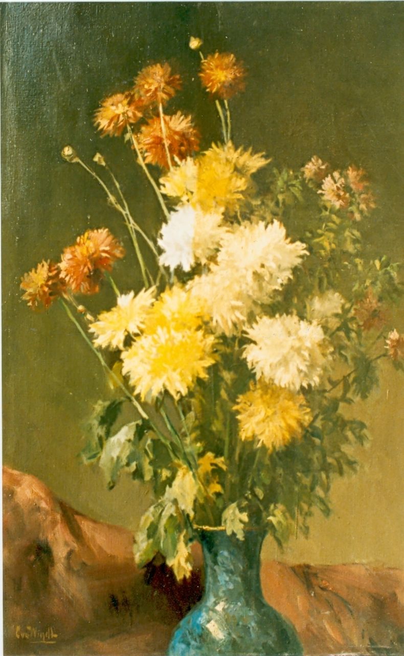 Windt Ch. van der | Christophe 'Chris' van der Windt, Bouquet of chrysanthemum, Öl auf Leinwand 60,4 x 40,0 cm, signed l.l.