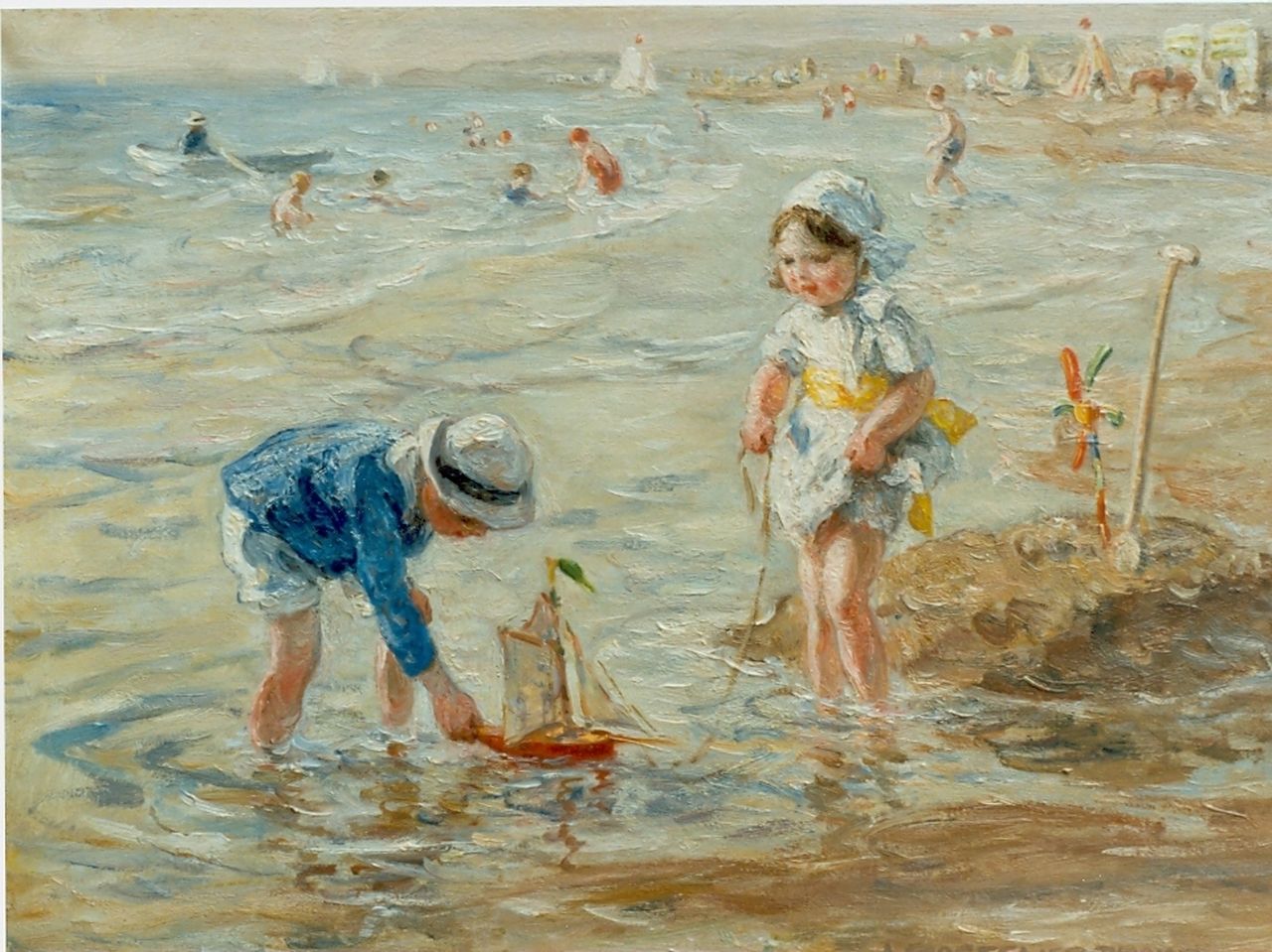 Zoetelief Tromp J.  | Johannes 'Jan' Zoetelief Tromp, Children playing on the beach, Öl auf Leinwand 30,0 x 40,0 cm, signed l.r.