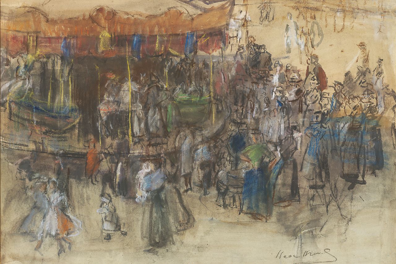 Israels I.L.  | 'Isaac' Lazarus Israels, Merry-go-round, Paris, Aquarell, Pastell und Holzkohle auf Papier 48,5 x 70,8 cm, signed l.r. und painted between 1904-1906