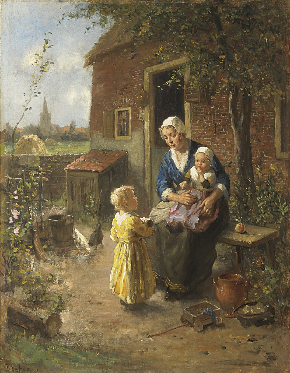 Hoog J.B. de | Johan 'Bernard' de Hoog, Motherly love, Öl auf Leinwand 65,2 x 50,2 cm, signed l.l.