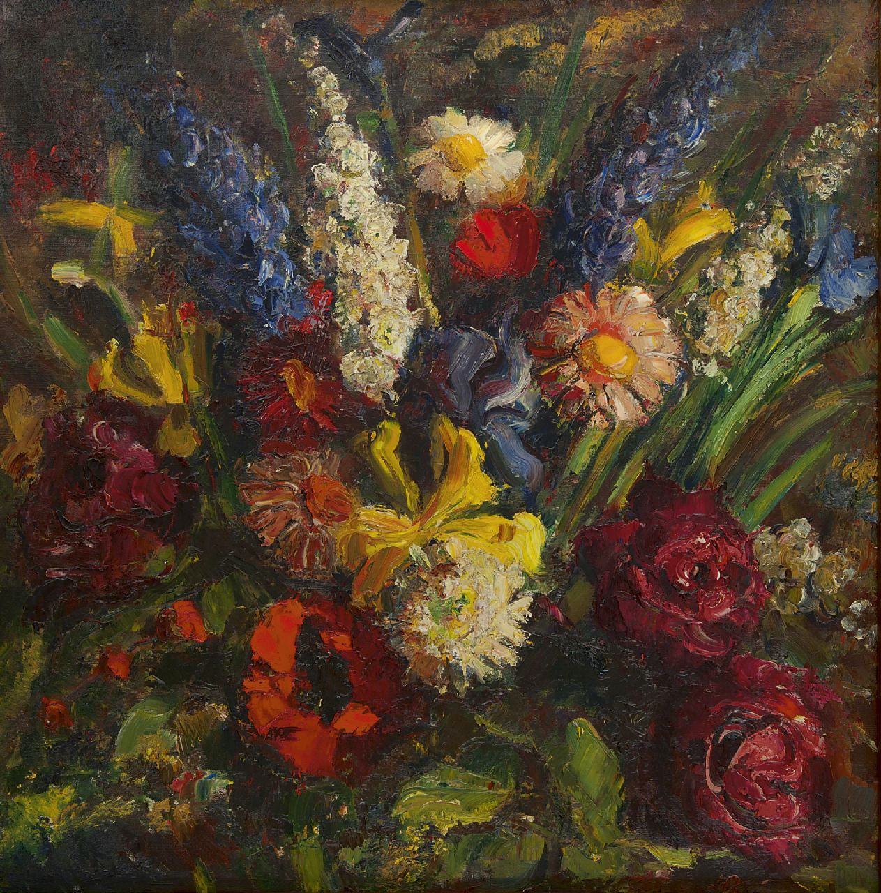 Kat E. de | Ewoud de Kat, Magnificent flowers, Öl auf Leinwand 84,6 x 84,0 cm, signed l.l.