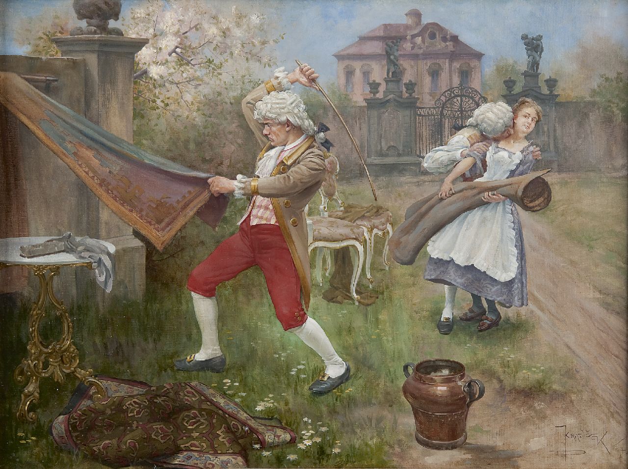 Krajíček J.D.  | Jindřich Duchoslav Krajíček | Gemälde zum Verkauf angeboten | Frühlingsgefühle, Öl auf Leinwand 44,3 x 61,0 cm, Unterzeichnet r.u. und datiert '94