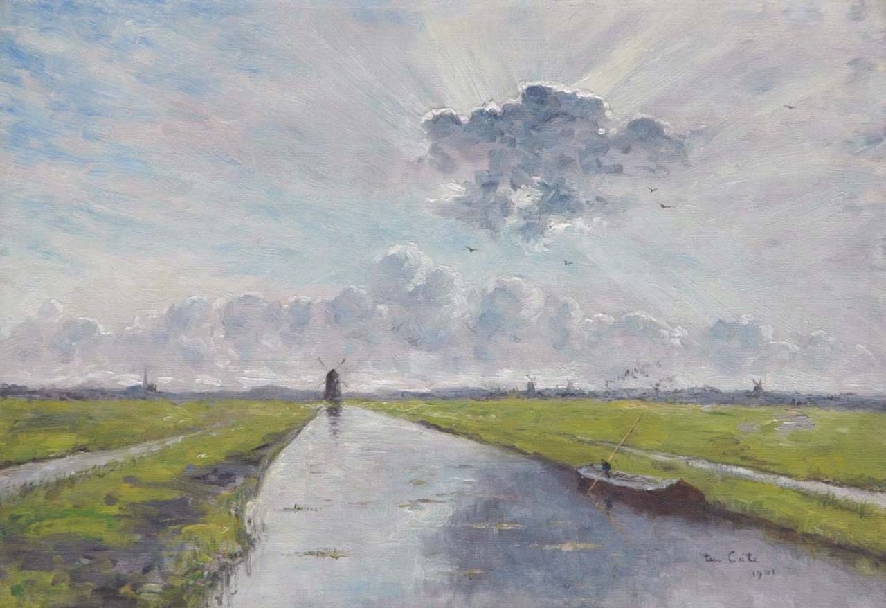 Cate S.J. ten | 'Siebe' Johannes ten Cate, Polder landscape in diffused sunlight, Öl auf Leinwand 38,3 x 55,2 cm, signed l.r. und dated 1901