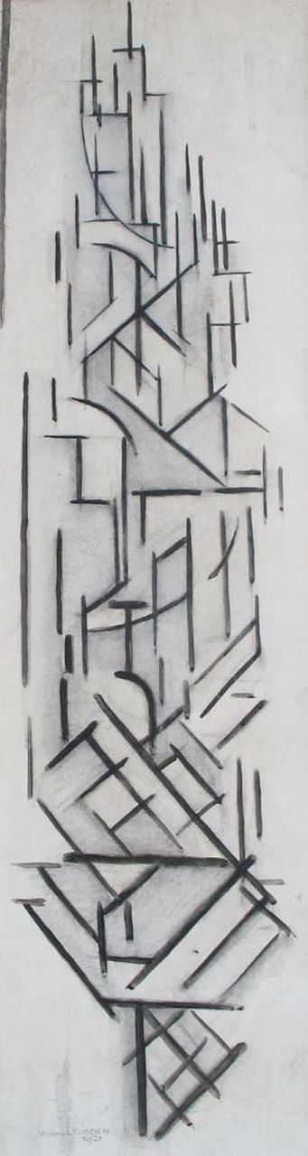 Leusden W. van | Willem van Leusden, Komposition (Utrechter Dom), Holzkohle und Kreide auf Papier 97,0 x 27,5 cm, Unterzeichnet u.l. und datiert 1921